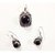 Designer Earrings Pendant Set Silver Plated Black Onyx