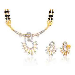 Peora 18 Karat Gold And Rhodium Plated Mangalsutra Set With Swiss Cubic Zirconia