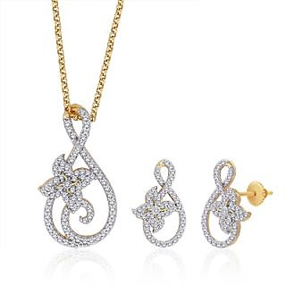 Peora 18 Karat Gold And Rhodium Plated Pendant Set With Swiss Cubic Zirconia + Free Chain (Design 2)