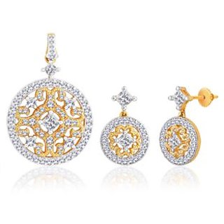 Peora Gold And Rhodium Plated Pendant Set With Micro Pave Setting (Design 2)