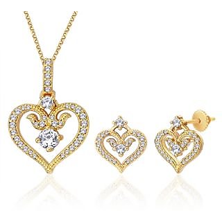 Peora 18 Karat Gold And Rhodium Plated Pendant Set With Swiss Cubic Zirconia + Free Chain (Design 4)