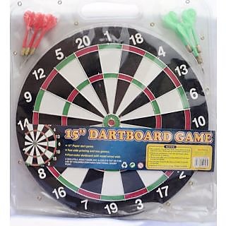 DART BOARD Game Double Sided Size 15 Inches Approx 37 Cm With 6 Free Darts