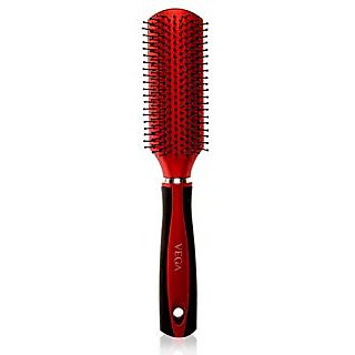 Vega Plastic Handled Flat Brush, Color May Vary From Black/Silver And Black/Red E3-FB