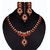 Kriaa Graceful Design Orange Necklace Set With Maang Tikka  -  2100202