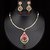 Kriaa Gold Plated Drop Necklace Set in Pink & Green  -  2100905