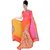 Suchi Fashion Pink and Orange Shaded Print and Embroidery Patch Work Georgette Saree