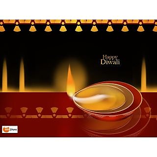 999store Vinyl Plastic Diwali Wishes Diya Medium Size Wall Design
