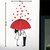 Walltola Pvc Couple Under Umbrella With Hearts Wall Sticker (24X18 Inch)