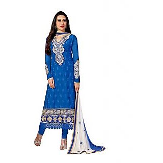Royal Blue Glez Cotton Straight Salwar Kameez