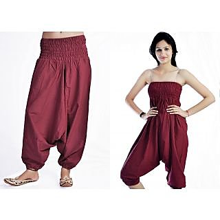 Indian Women's Girl's Maroon Color Cotton Harem Pants Trouser
