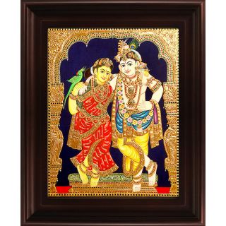 Myangadi Krishna Rukmani Tanjore Painting Myaz077 S9