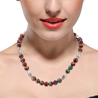                       Pearlz Ocean Twisted Tale Mosaic Beads 18 Inches Necklace                                              