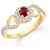 VK Jewels Ruby Studded Heart Gold And Rhodium Plated Ring
