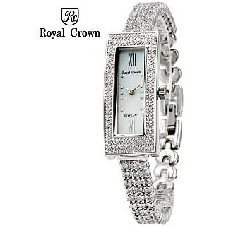Royal Crown Women s Ladies Jewelary Watch Silver Dial Stainless Steal