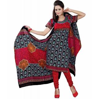 Madhav Enterprise Black Cotton Printed Dress Material Md10012