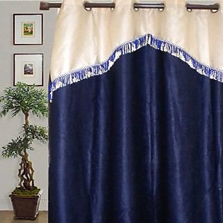 JBG Home Store Fancy Lace Design Blue Curtain(9 Ft)