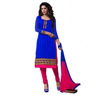 Bright Blue Pink Combination Salwar Suit Material