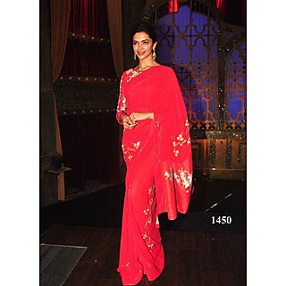 VandV Deepika Padukone In Gorgeous Red Hot Saree