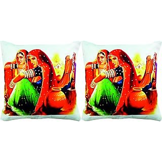 Dream Care HD Printed wiith Gems Cushion Cover -Set of 2Pcs (Saphire06)