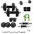 Dreamfit 16kg Adjustable Grip Dumbell Rubber Plates - 3 Rods (1 Curl) - Gym Gloves - Wrist Band - Skipping Rope