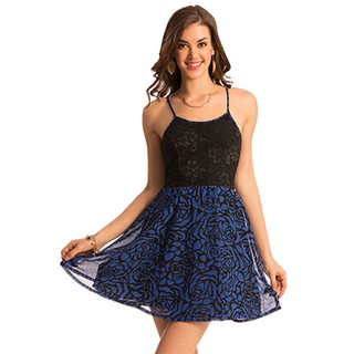 Prettysecrets Chic Cobalt Simply Stunning Rose Flared Dress