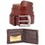 Fashno Combo of Brown Leatherite Belt and Brown Bi Fold Wallet