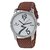 Evelyn Round Dial Brown Leather Strap Quartz Watch For Men