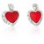 Mahi Rhodium Plated Red And White Heart Earrings Made With Swarovski Elemen 