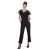 Sierra solid black crepe with floral lace yoke and sleeve jumpsuit
