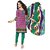 Dfolks Green And Pink Cotton Printed Salwar Suit Dress Material (Unstitched)