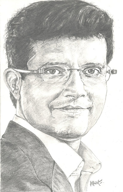 Painting Riyalistic  Portrait of Sourav Ganguly Pencil on paper   Facebook