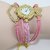 Pink Leather Bracelet Watch with Heart Pendant - 838