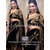 Deepika Black net saree with golden zari thread work