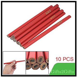 6.9 10 Pcs Oval Black Graphite Red Carpenter Pencil