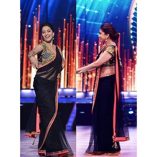 Online Madhuri Dixit Black Beauty Bollywood Replica Saree Prices Shopclues India 3.bollywood and south indian actress tabu in beautiful aqua blue,green and black designer tricolor 4.bollywood actress madhuri dixit in beautiful pink and red designer embroidery georgette saree, embellished.