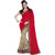 florence clothing company Beige & Red Chiffon Embroidered Saree With Blouse
