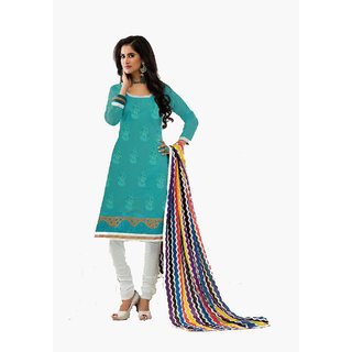                       Fashion & Trends Chanderi Embroidered Dress Material (Un-Stiched)                                              