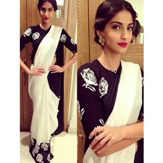 Sonam Kapoor Bollywood Designer Peach And Black Saree In India Shopclues Online If you're just submitting a picture, please host it on imgur.