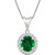 Silver Dew 925 Sterling Silver Halo Round Emerald Cz Diamond Pendant