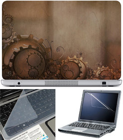 Finearts Laptop Skin 15.6 Inch With Key Guard & Screen Protector - Gear On Brown