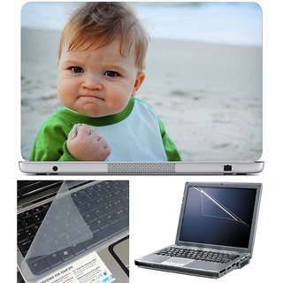 Finearts Laptop Skin Confident Child With Screen Guard And Key Protector - Size 15.6 Inch