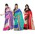 Florence Purple Chiffon Printed Saree With Blouse (Combo of 3)