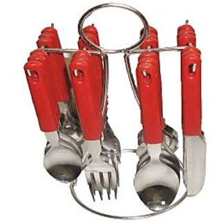 24 Pcs. Stainless Steel Cutlery Set With Plastic Handle + Stand