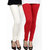 Red and White Cotton Lycra Legging