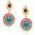 Kriaa Elegant Red & Blue Meenakari Earrings  -  1304610