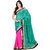florence clothing company Green Brasso Plain Saree With Blouse