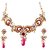 Kriaa Gold Plated Kundan Stone Necklace Set in Pink - 2200404