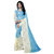 Fab Valley Blue  White Georgette Embroidered Saree With Blouse