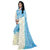 Fab Valley Blue  White Georgette Embroidered Saree With Blouse
