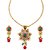 Kriaa GreenRed Alloy Gold Plated Necklace Set For Women